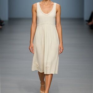 Sabatini Ivory Knit Linen Blend Sleeveless Dress Size S